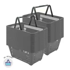 Kit 20 cestas de compras plástica 16l cinza