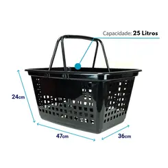 Cesta de compras grande 25l preta
