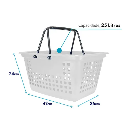 Cesta de compras grande 25l branca