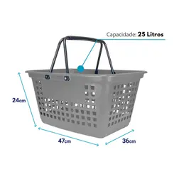 Cesta de compras grande 25l cinza