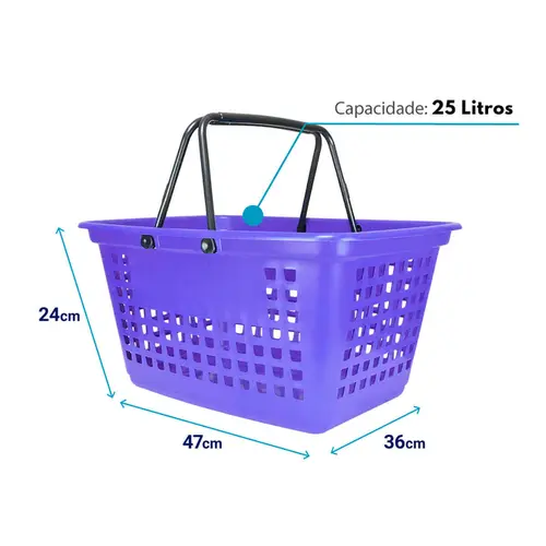 Cesta de compras grande 25l lilás