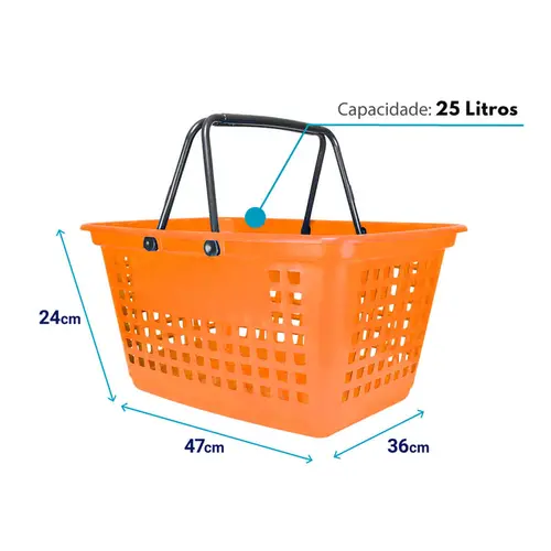 Cesta de compras grande 25l laranja