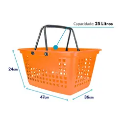 Cesta de compras grande 25l laranja
