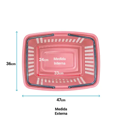 Cesta de compras grande 25l rosa