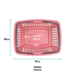 Cesta de compras grande 25l rosa