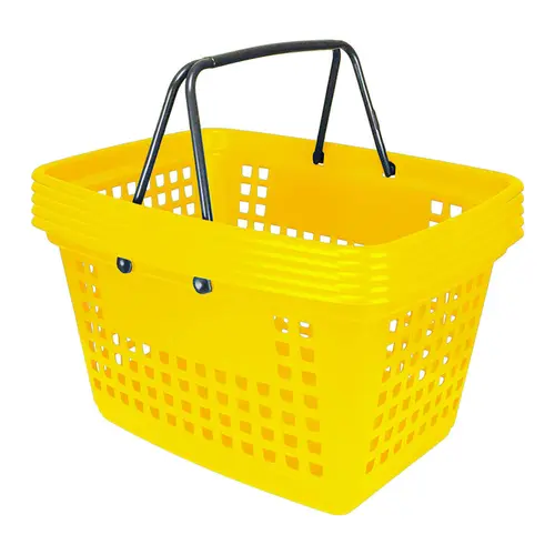 Kit 5 cestas de compras grande 25l amarela