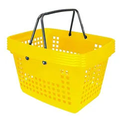 Kit 5 cestas de compras grande 25l amarela