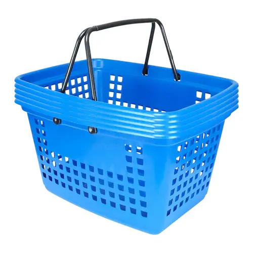 Kit 5 cestas de compras grande 25l azul