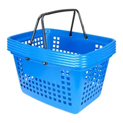 Kit 5 cestas de compras grande 25l azul