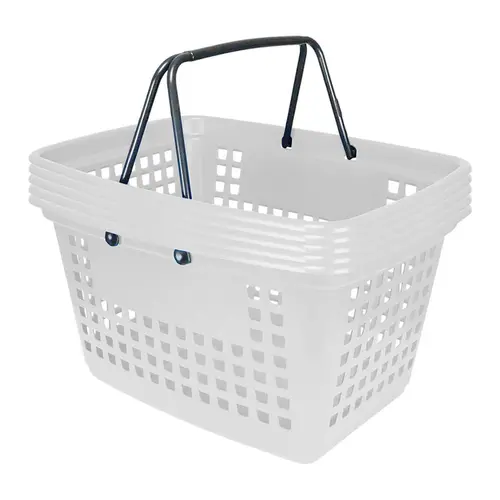 Kit 5 cestas de compras grande 25l branca
