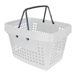Kit 5 cestas de compras grande 25l branca