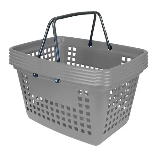 Kit 5 cestas de compras grande 25l cinza
