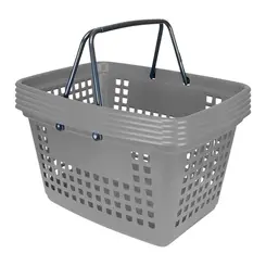 Kit 5 cestas de compras grande 25l cinza