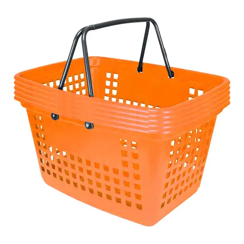 Kit 5 cestas de compras grande 25l laranja