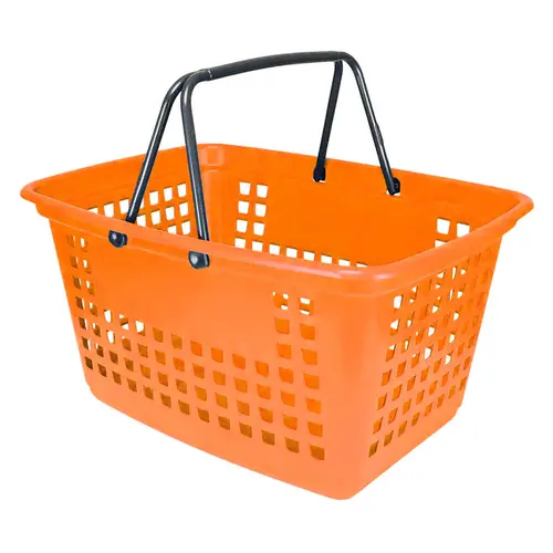 Kit 5 cestas de compras grande 25l laranja