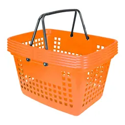Kit 5 cestas de compras grande 25l laranja
