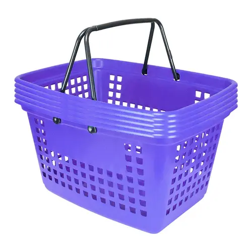 Kit 5 cestas de compras grande 25l lilás