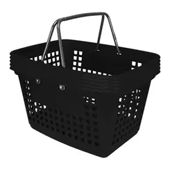 Kit 5 cestas de compras grande 25l preta