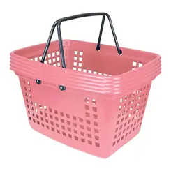 Kit 5 cestas de compras grande 25l rosa