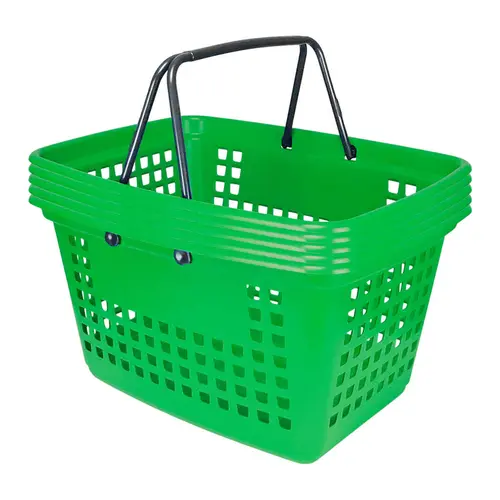 Kit 5 cestas de compras grande 25l verde