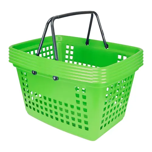 Kit 5 cestas de compras grande 25l verde cítrico
