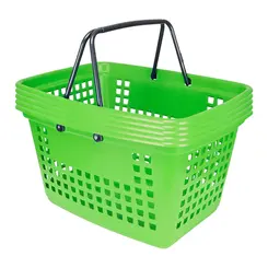 Kit 5 cestas de compras grande 25l verde cítrico