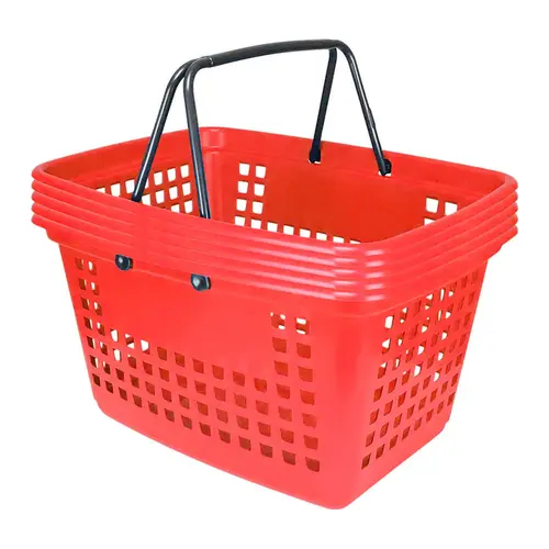 Kit 5 cestas de compras grande 25l vermelha
