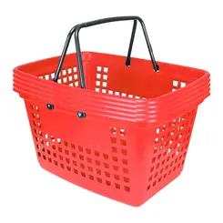 Kit 5 cestas de compras grande 25l vermelha