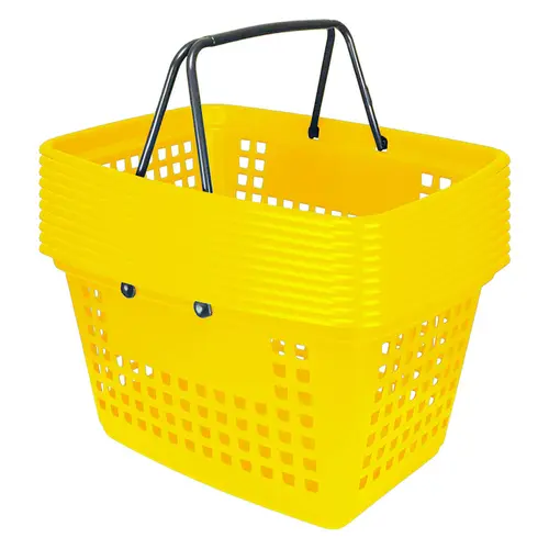 Kit 10 cestas de compras grande 25l amarela