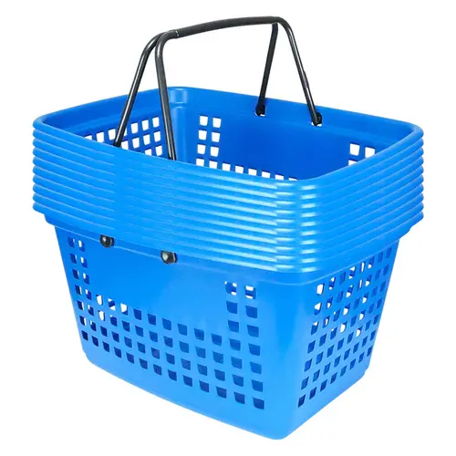 Kit 10 cestas de compras grande 25l azul