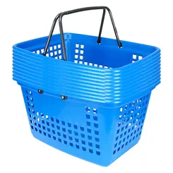 Kit 10 cestas de compras grande 25l azul