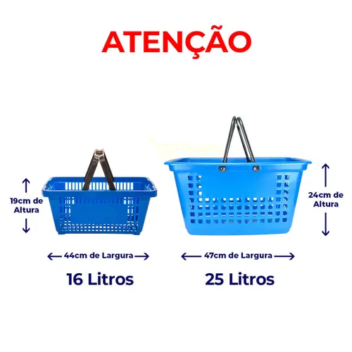 Kit 10 cestas de compras grande 25l branca