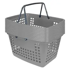 Kit 10 cestas de compras grande 25l cinza