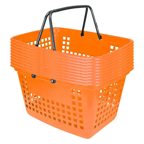 Kit 10 cestas de compras grande 25l laranja