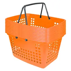 Kit 10 cestas de compras grande 25l laranja