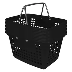 Kit 10 cestas de compras grande 25l preta