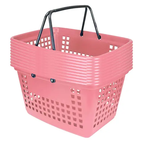 Kit 10 cestas de compras grande 25l rosa