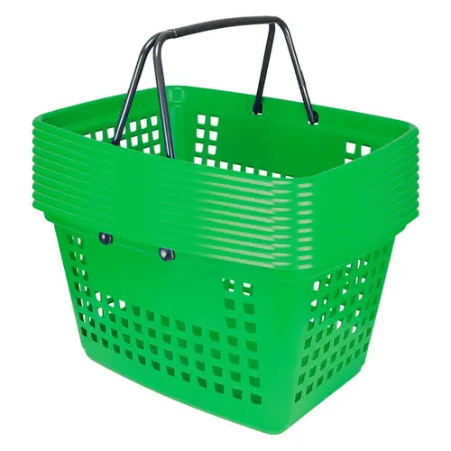 Kit 10 cestas de compras grande 25l verde