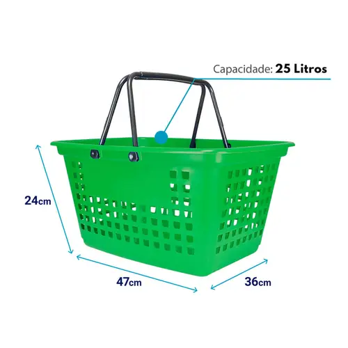 Kit 10 cestas de compras grande 25l verde