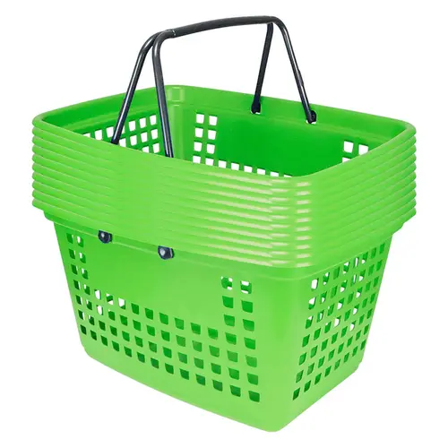 Kit 10 cestas de compras grande 25l verde cítrico