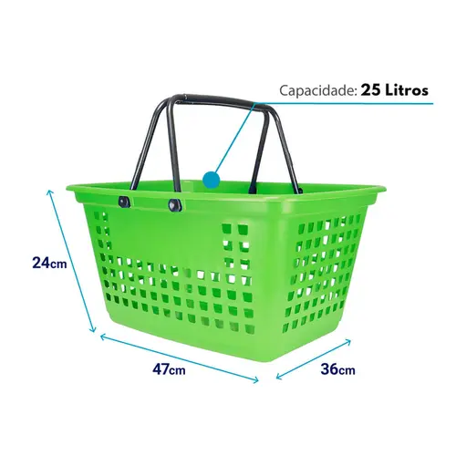 Kit 10 cestas de compras grande 25l verde cítrico
