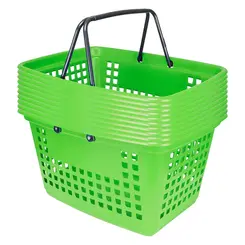 Kit 10 cestas de compras grande 25l verde cítrico