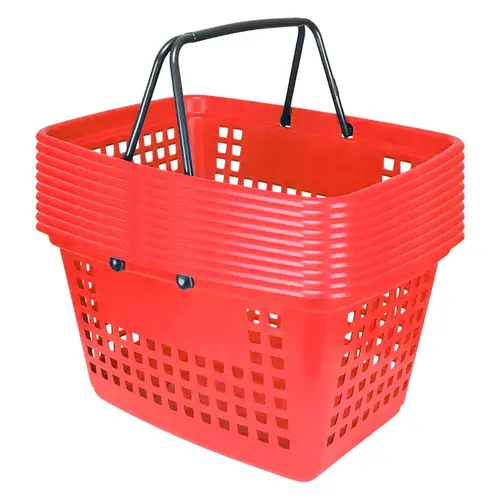 Kit 10 cestas de compras grande 25l vermelha