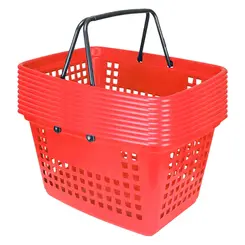 Kit 10 cestas de compras grande 25l vermelha