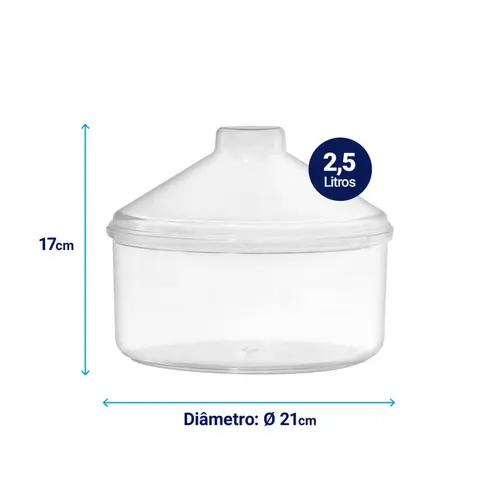 Kit 4 potes transparente redondo 2,5l com tampa cônica p/ granel cereais alimentos