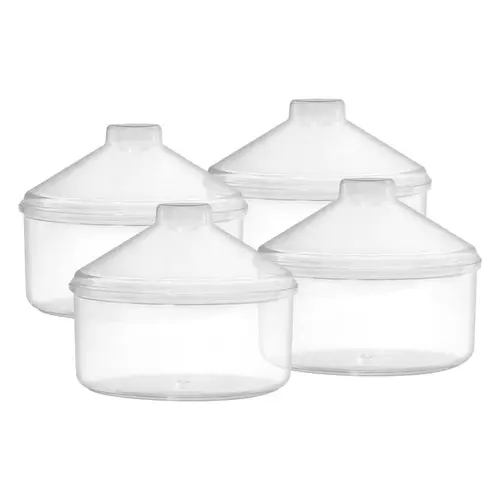 Kit 4 potes transparente redondo 2,5l com tampa cônica p/ granel cereais alimentos