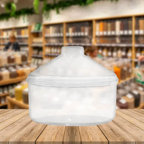 Kit 8 potes transparente redondo 2,5l com tampa cônica p/ granel cereais alimentos