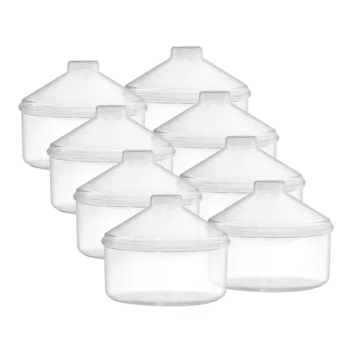Kit 8 potes transparente redondo 2,5l com tampa cônica p/ granel cereais alimentos