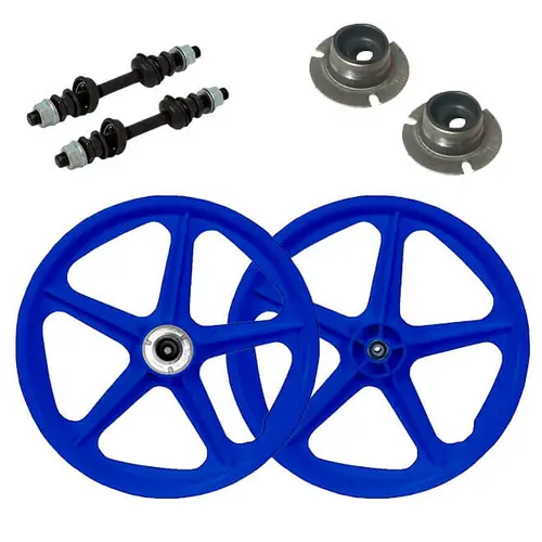 Par de rodas extra nylon azul aro 20 de bicicleta dianteira e traseira