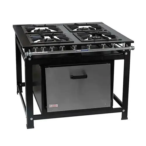 Fogão industrial 4 bocas 40x40 cm com forno - cristalaço